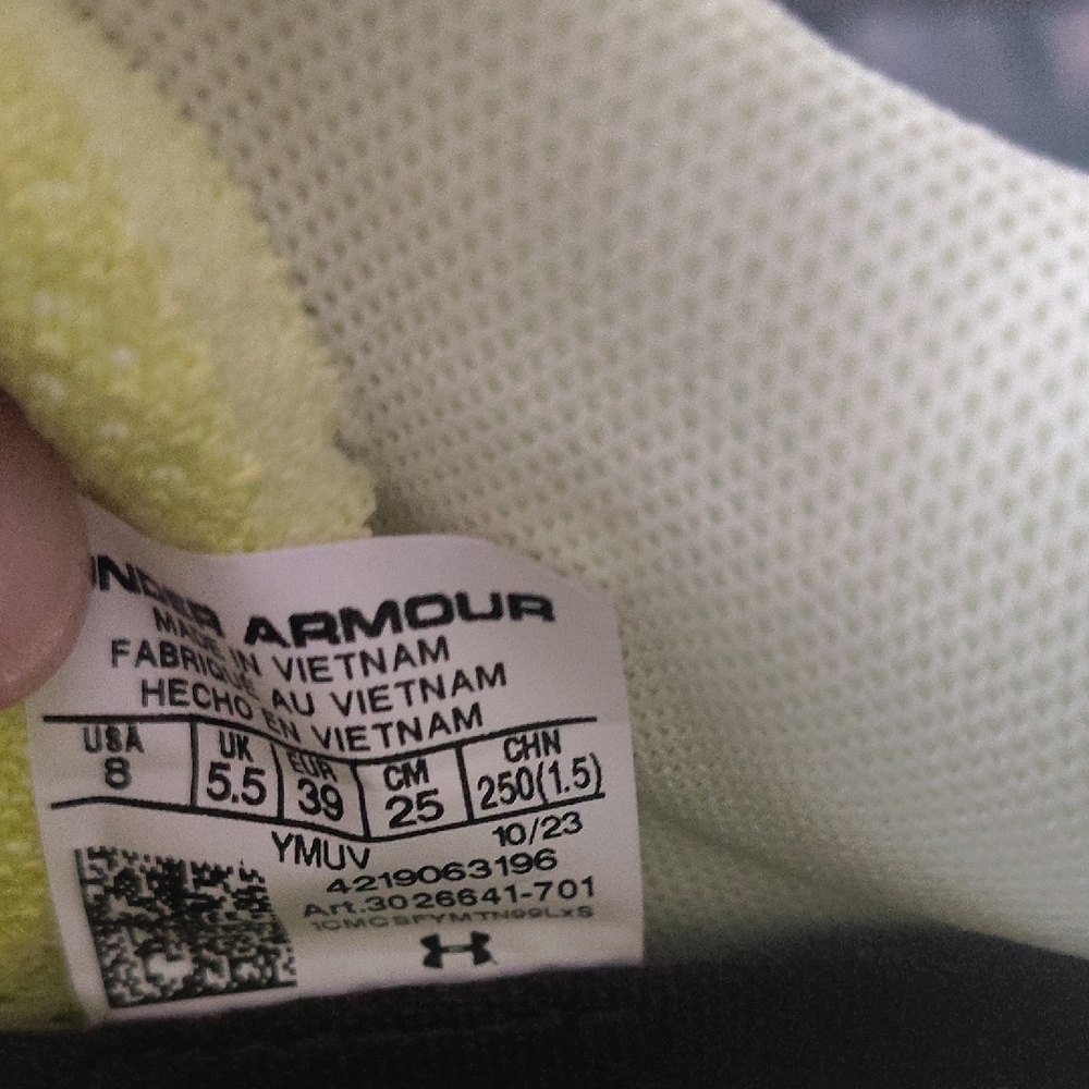 Under Armour Neon Yellow Athletic Shoes Size 8 - Picture 4 of 5